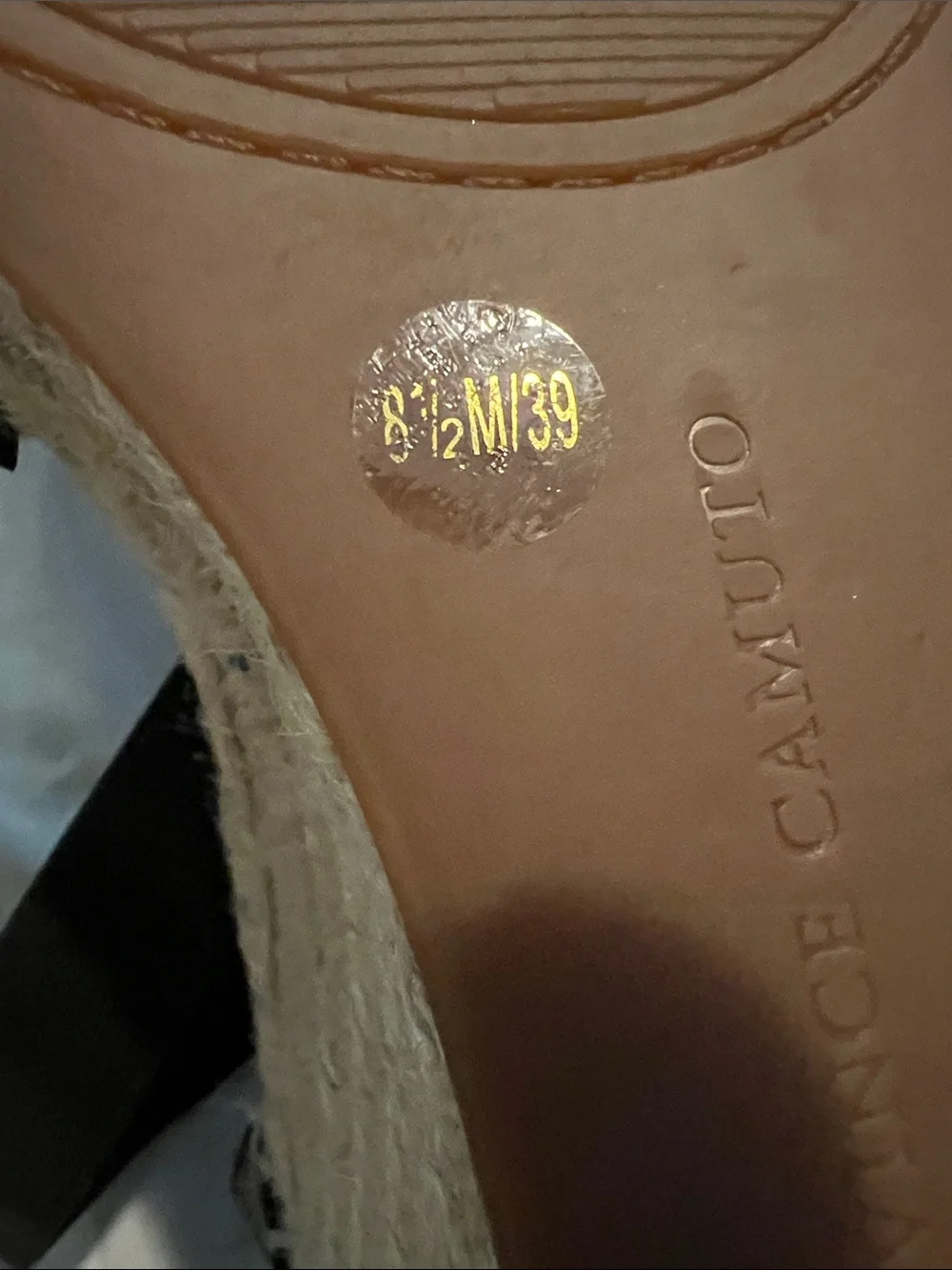 Vince Camuto Black Leather Espadrille Ankle-Strap Wedges